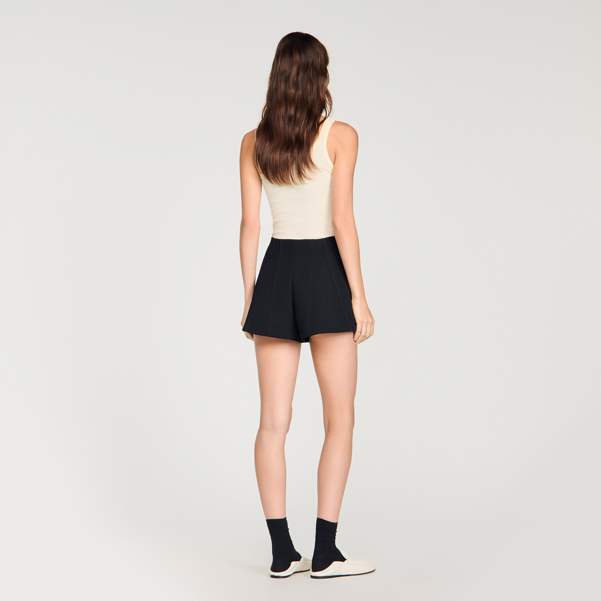 Press-stud flared shorts