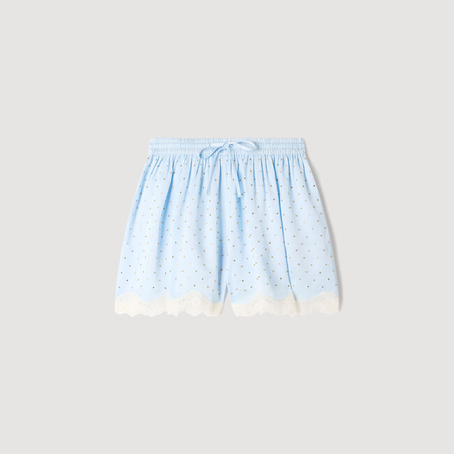 Rhinestone shorts with lace