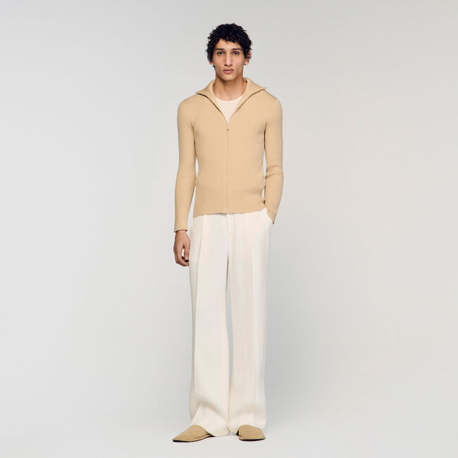 Zip cardigan with standing collar