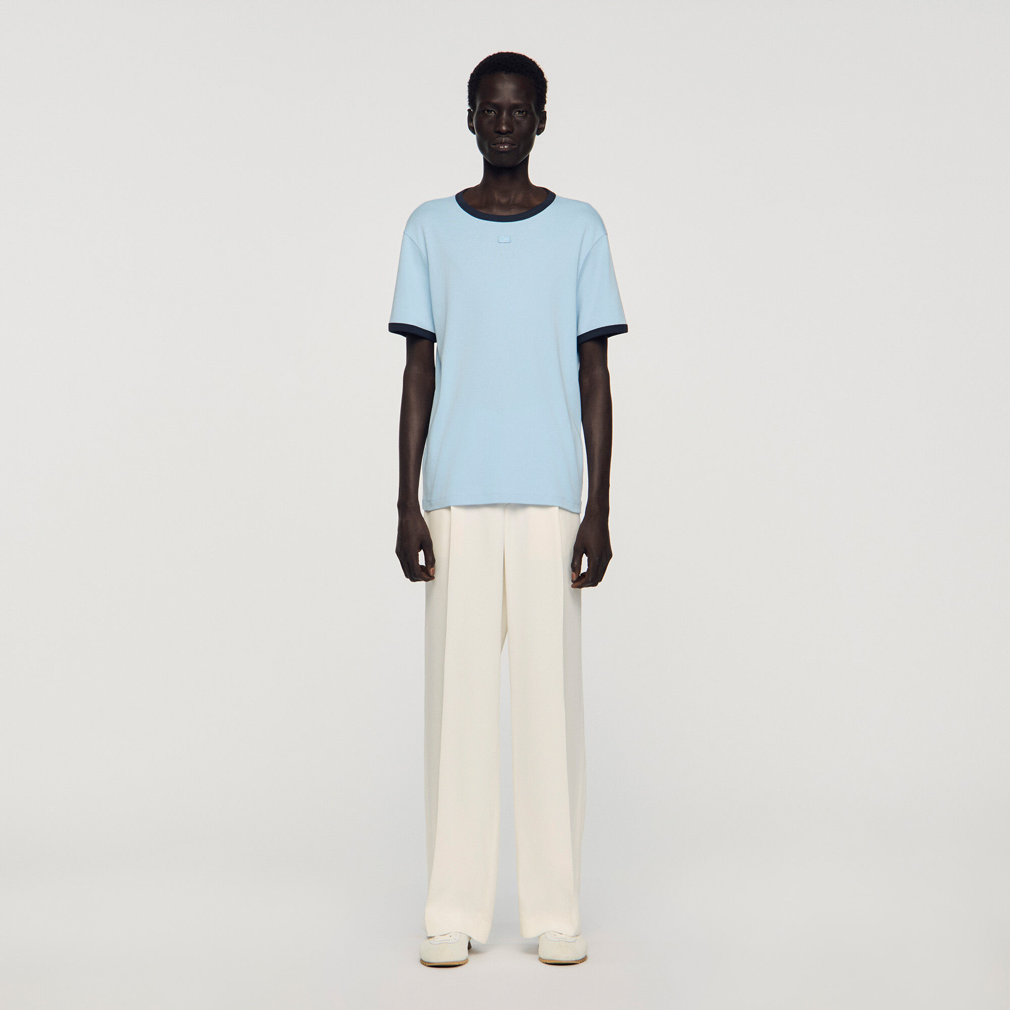 Two-tone patch T-shirt