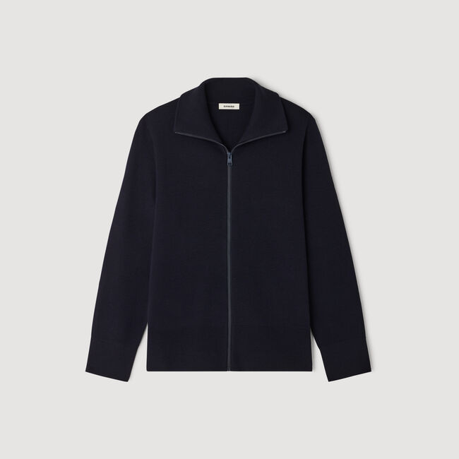 Zip-up wool cardigan