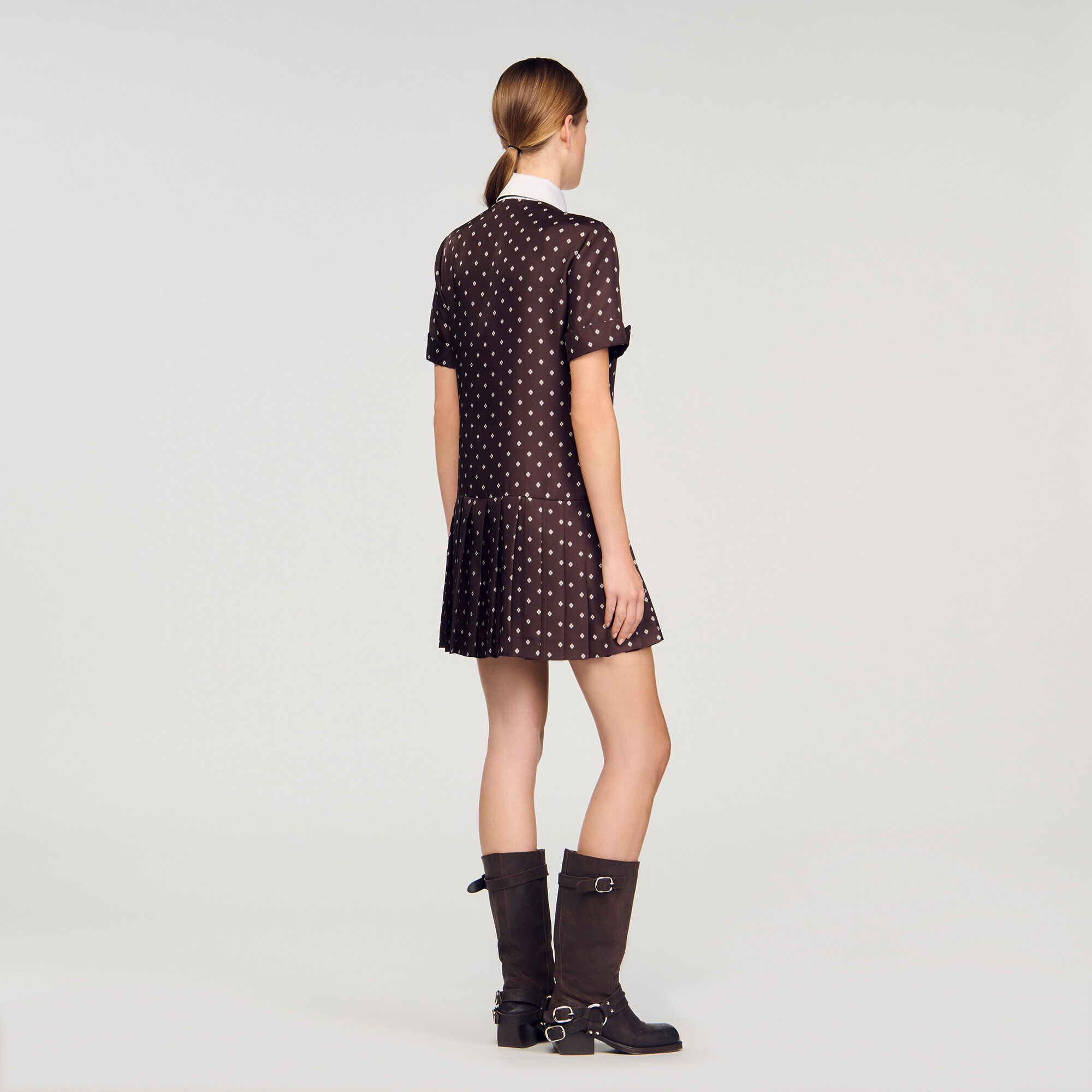 Printed satin-effect short dress Printed satin-effect short dress