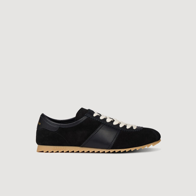 Leather and suede low-top trainers