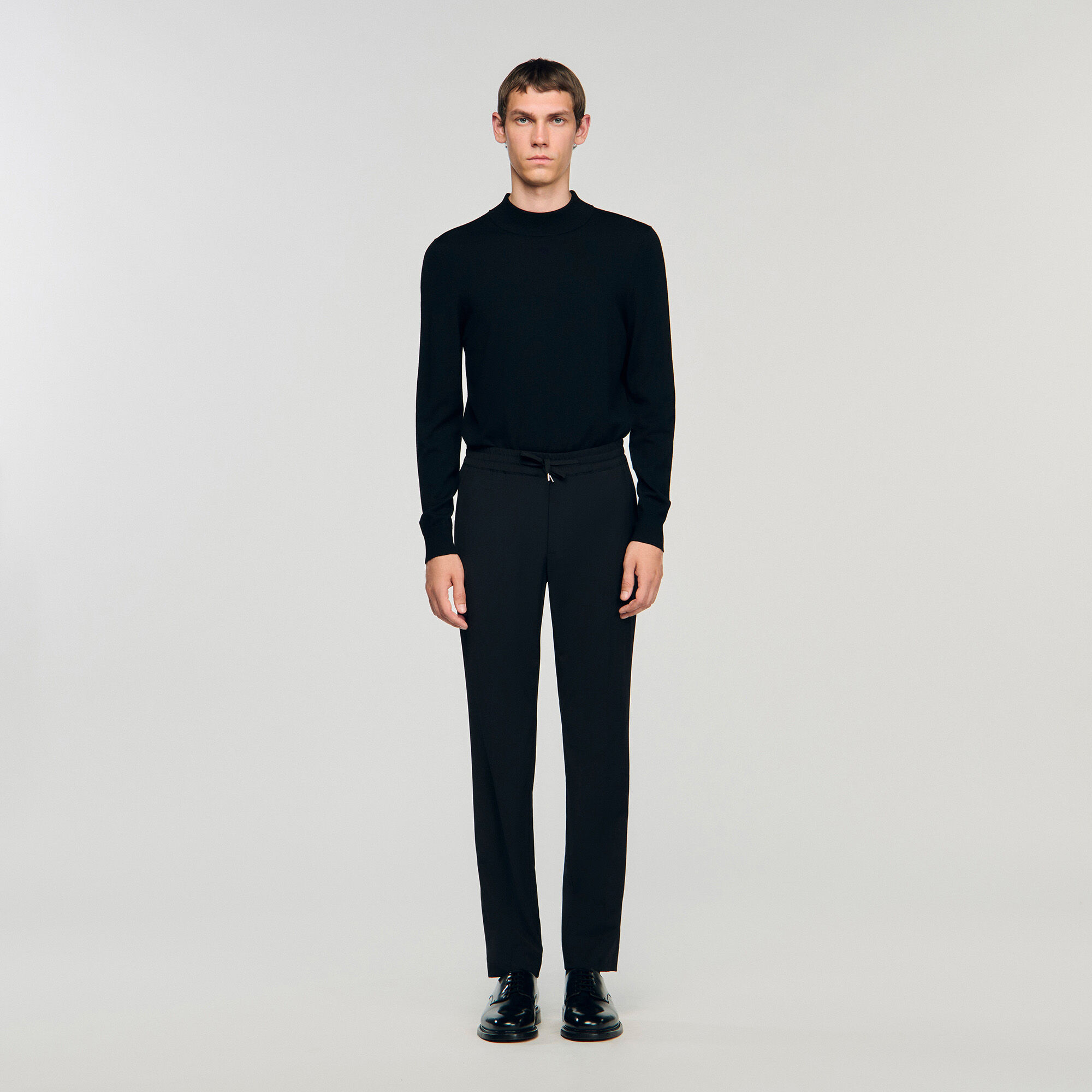 Elasticated straight-leg trousers