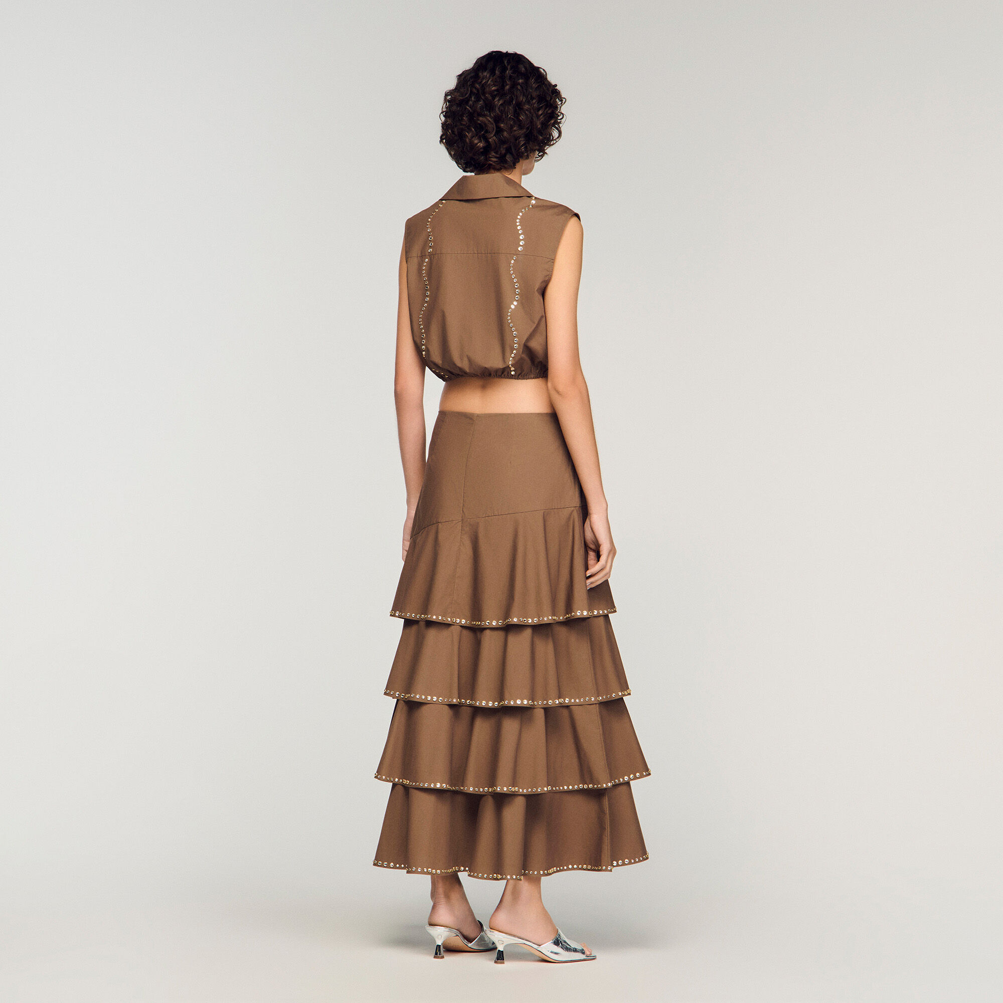 Long ruffled rhinestone skirt