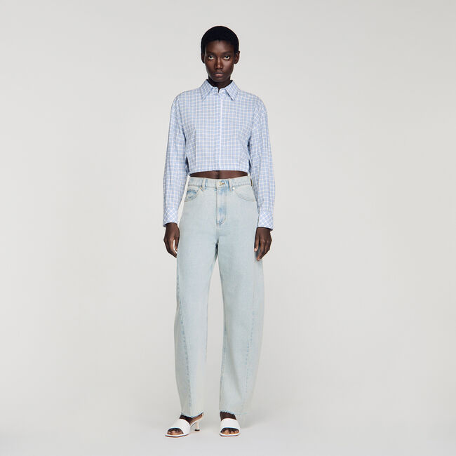 Faded barrel cotton jeans