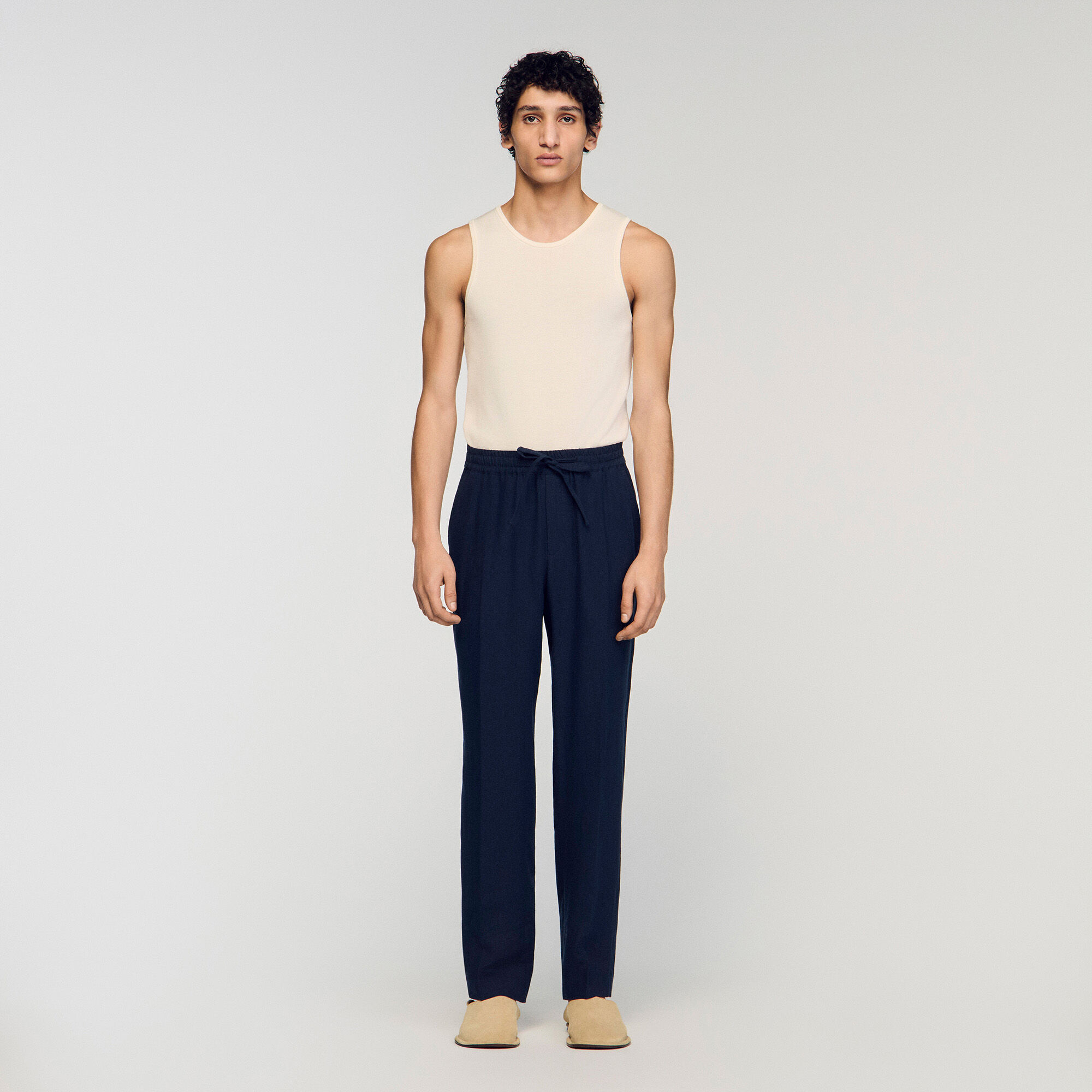 Straight-leg linen trousers