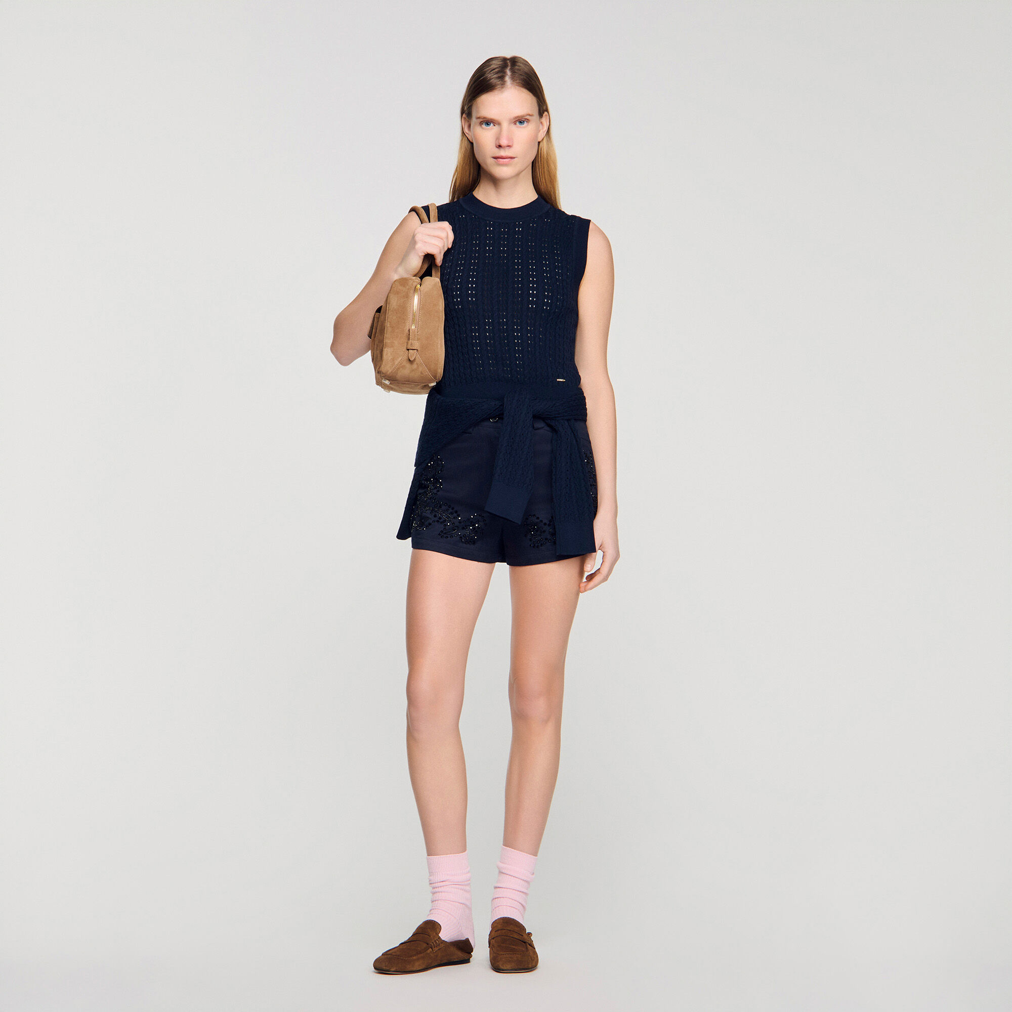 Textured cropped knit jumper