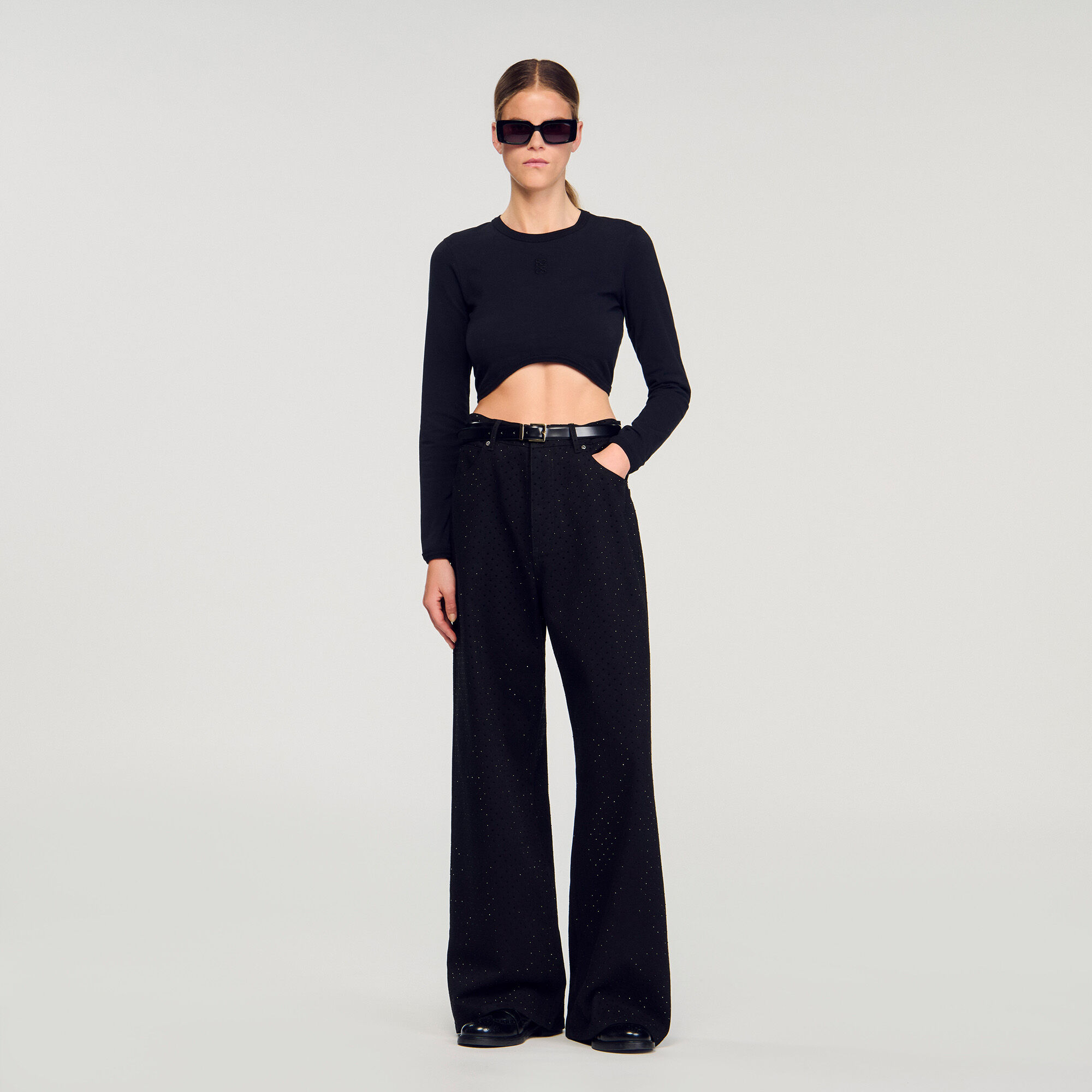 Cropped embroidered T-shirt Cropped embroidered T-shirt