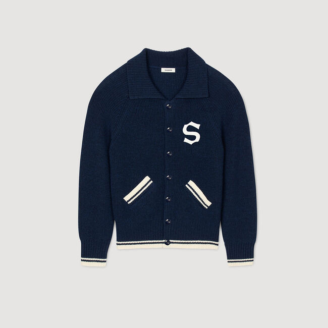 Wool cardigan with patch S
