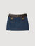 Short denim and leather skirt