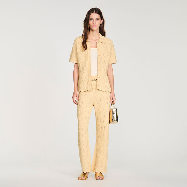 Rhinestone knit trousers