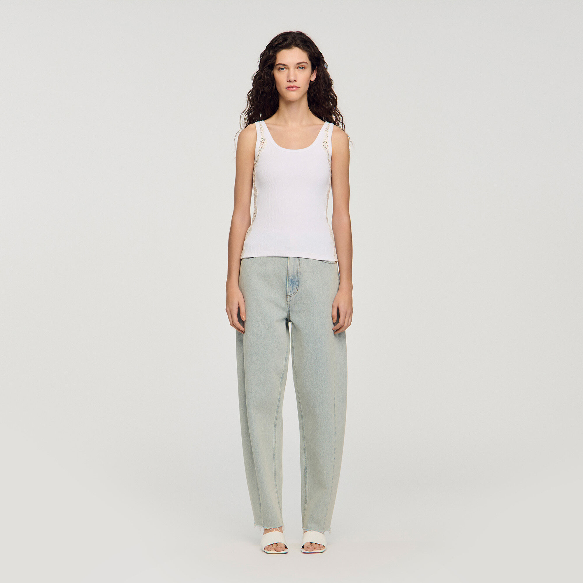 Vest top with lace detail