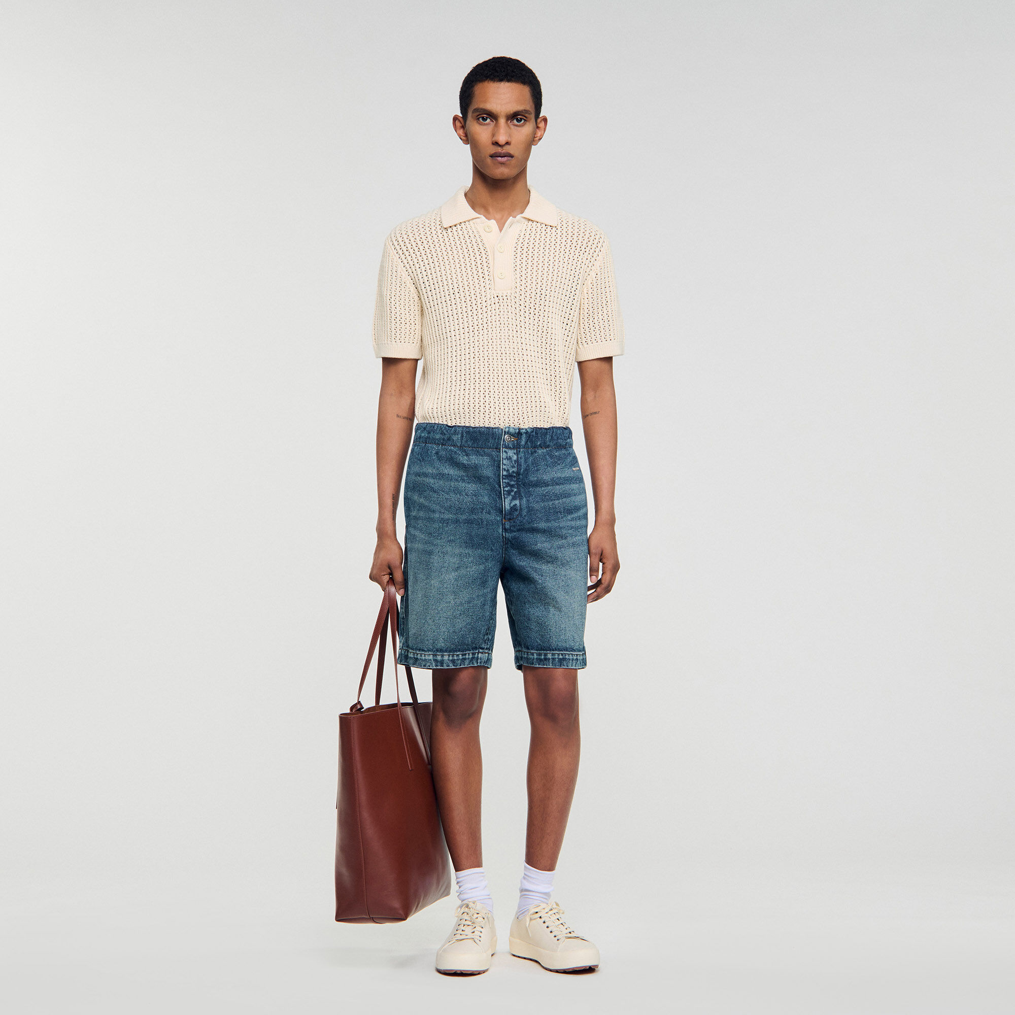 Elasticated denim shorts Elasticated denim shorts