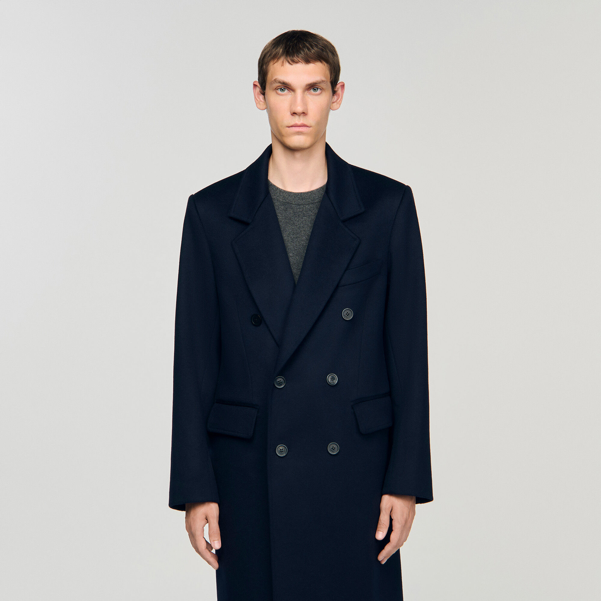 Double-breasted wool coat