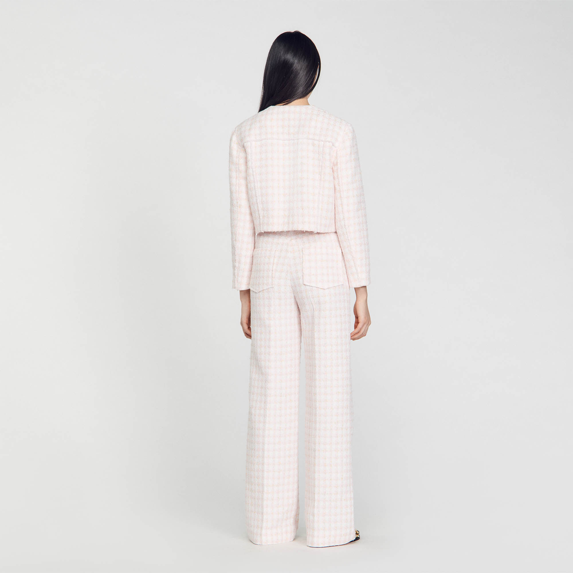 Cropped decorative tweed jacket