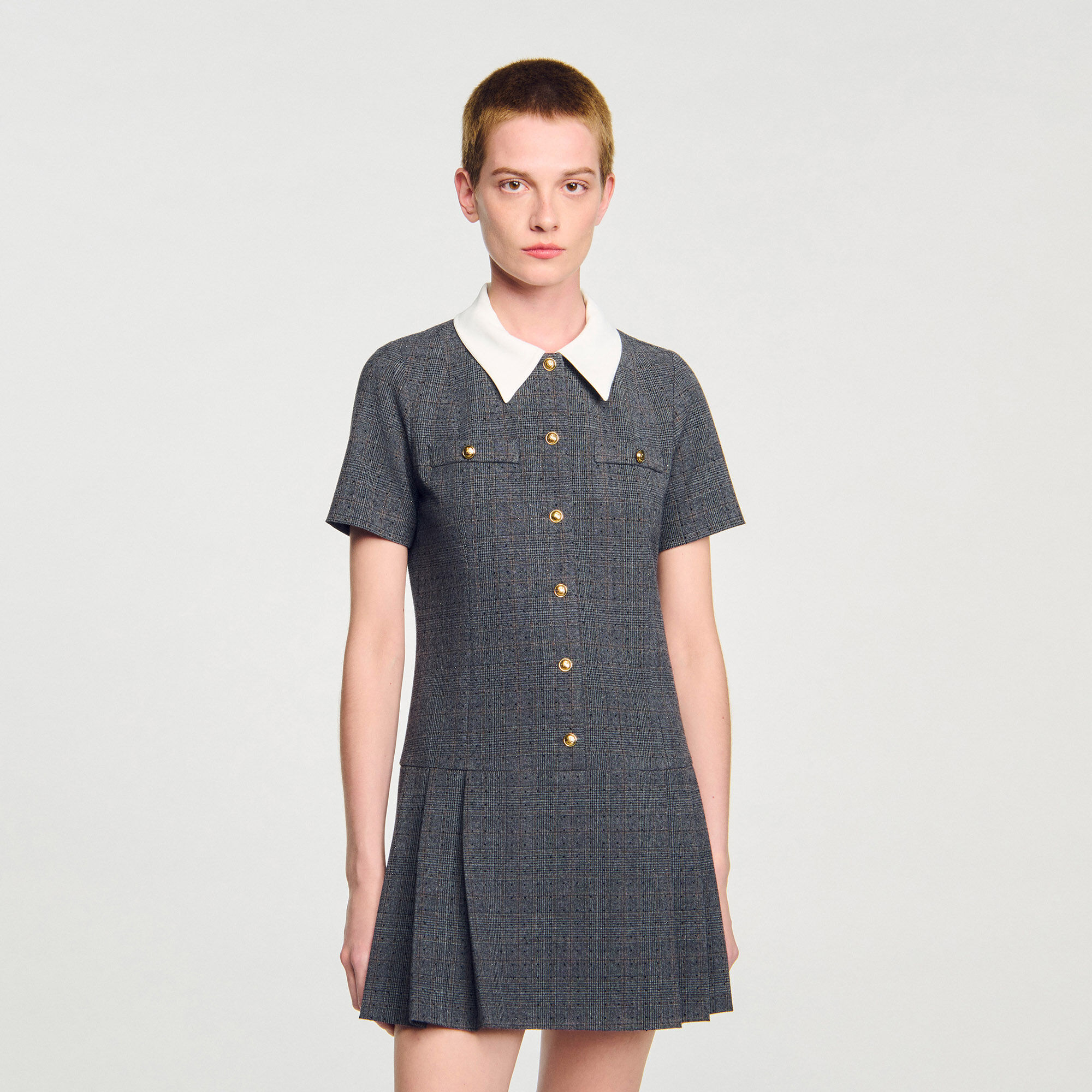 Short pleated dress with rhinestones