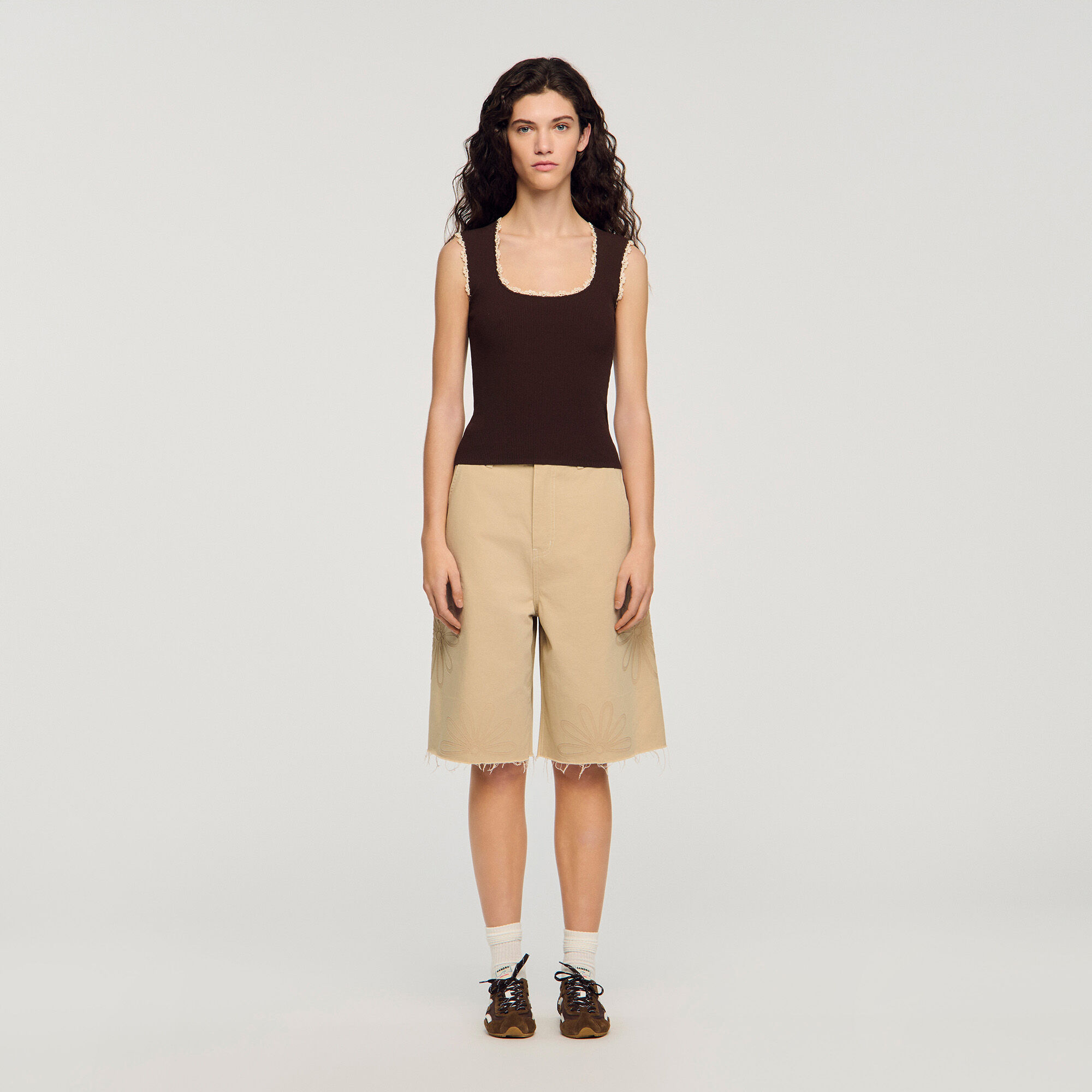 Crochet detail knit top