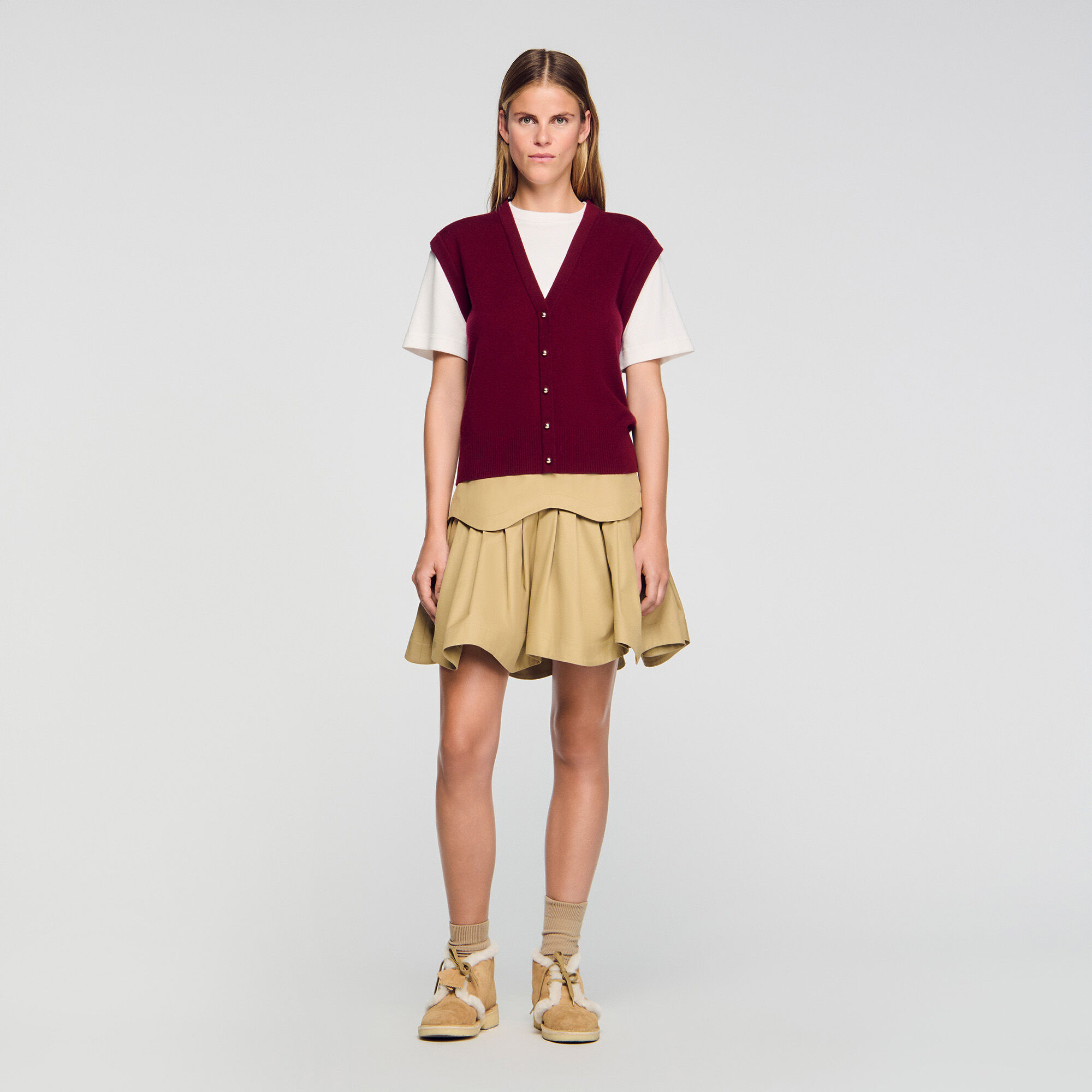 Two-tone wool and cashmere jumper