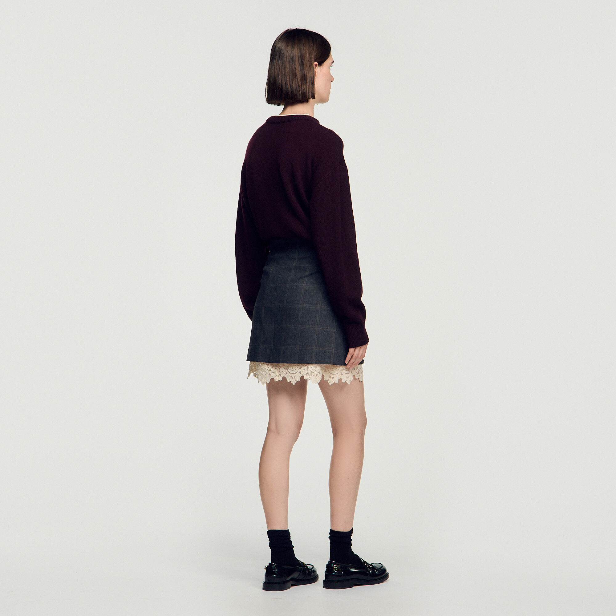 Short skirt with lace panel - Women | Sandro Paris