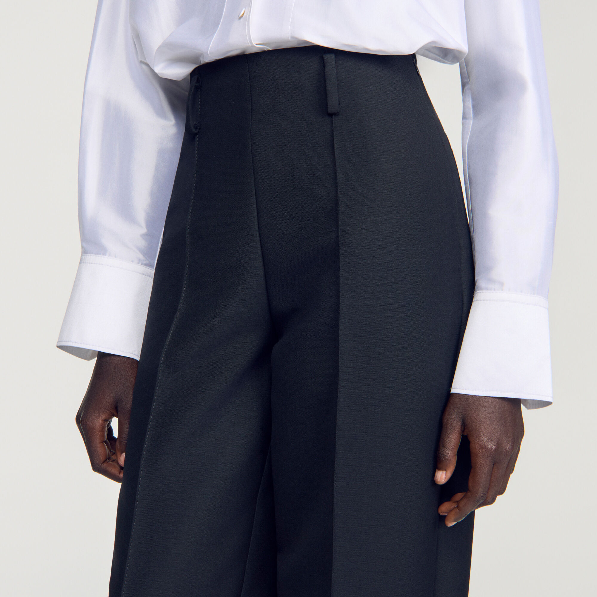 Barrel-leg tweed trousers - Women | Sandro Paris