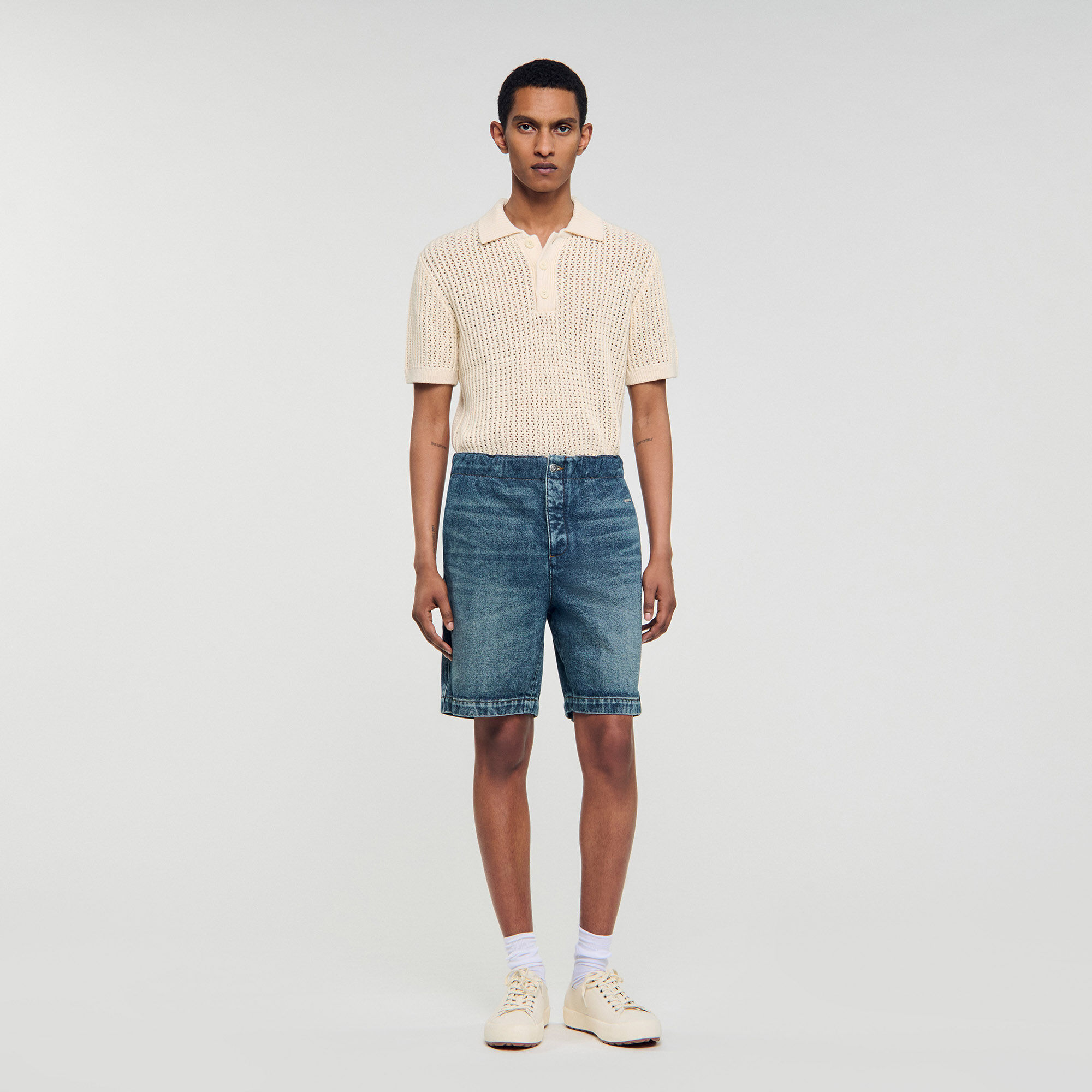 Elasticated denim shorts Elasticated denim shorts