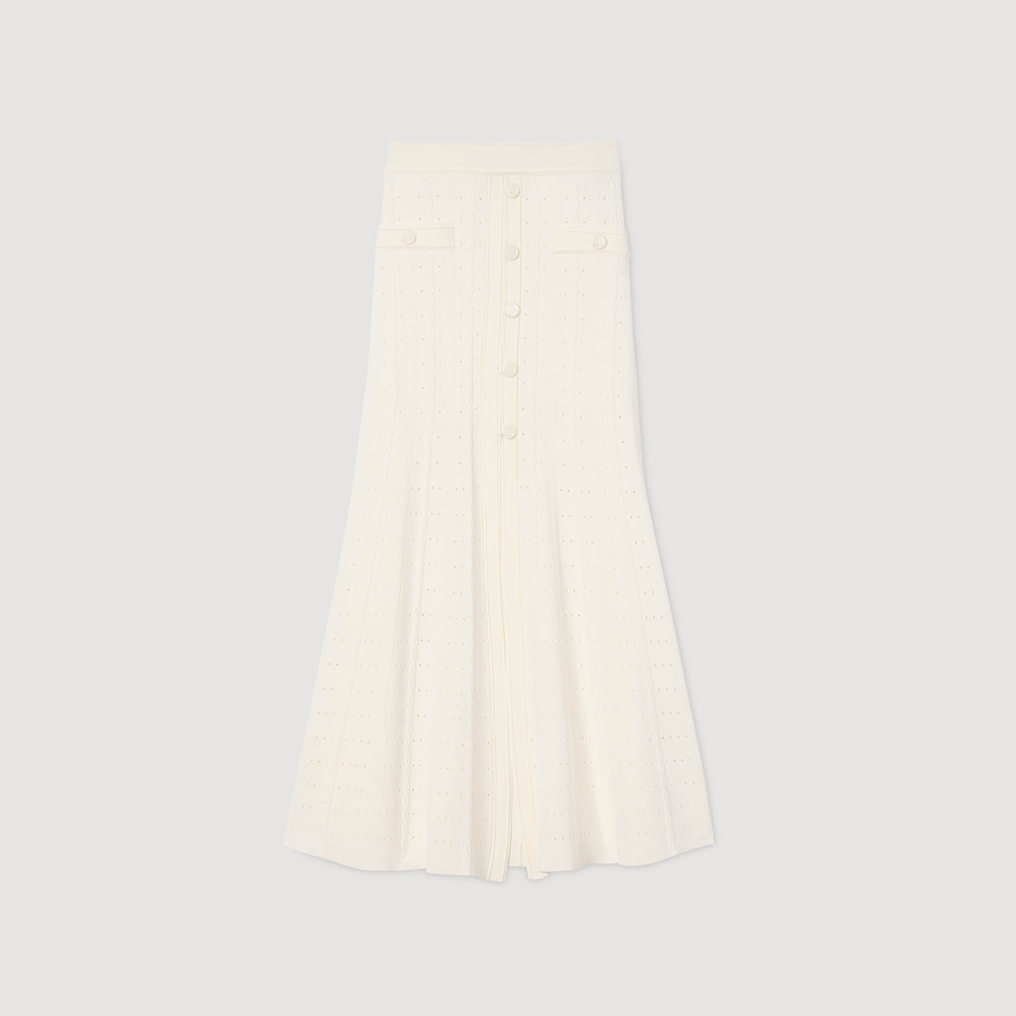 Pointelle knit maxi skirt