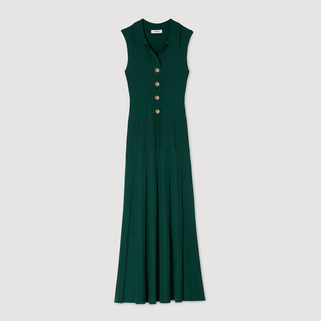 Knit dress with polo neck