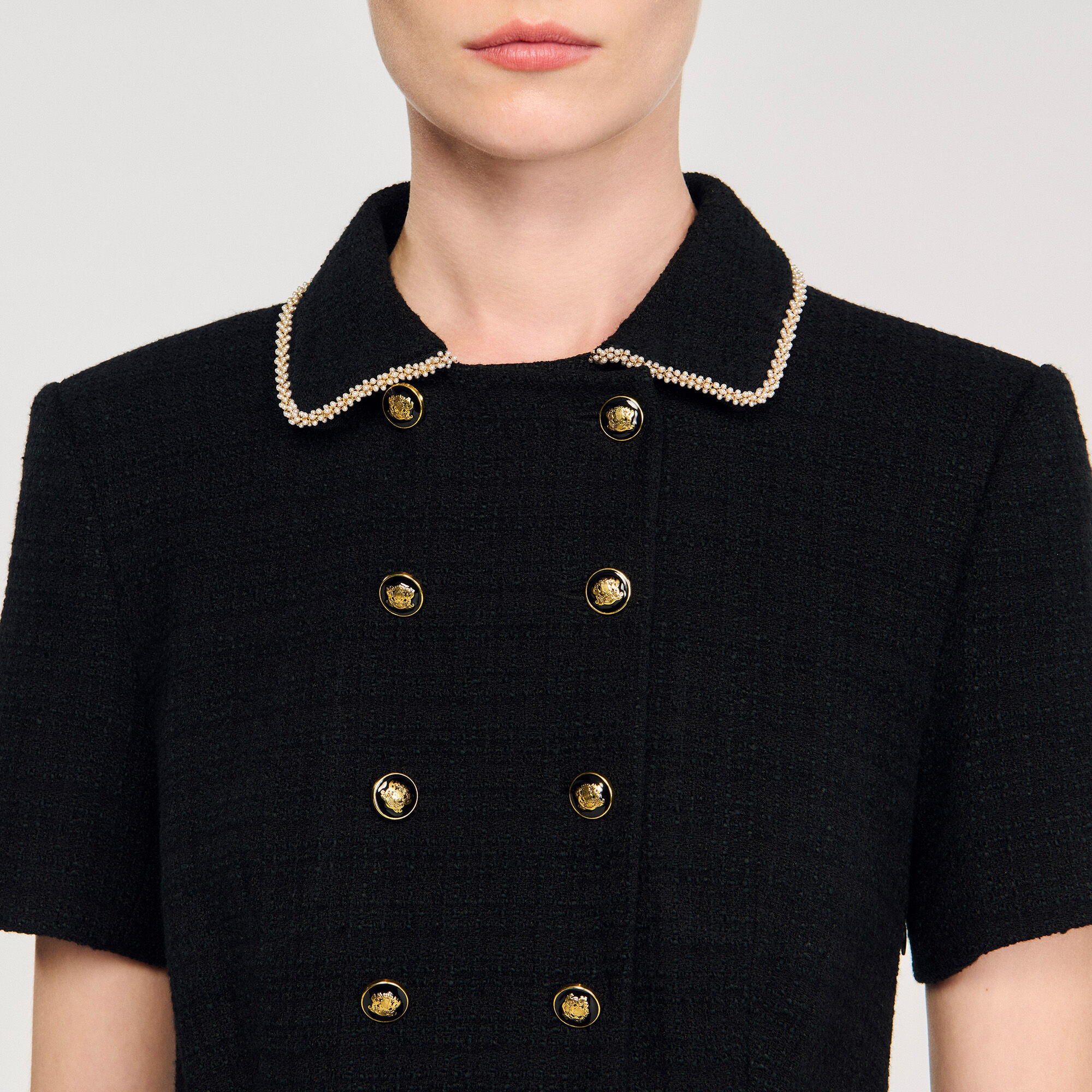 Short buttoned tweed dress