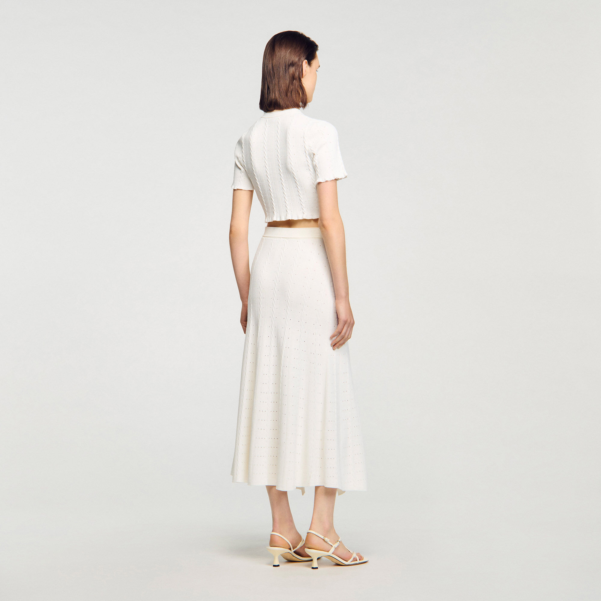 Pointelle knit maxi skirt