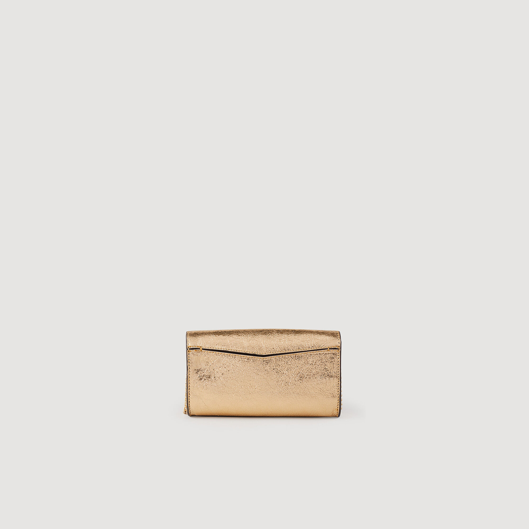Gold leather clutch bag