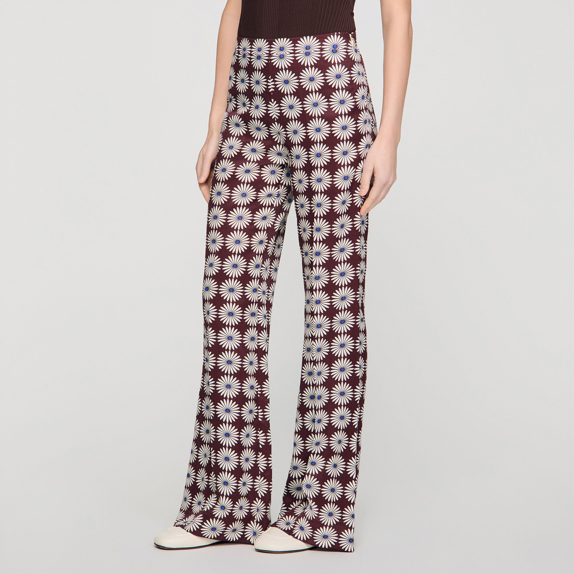 Floral-print floaty trousers