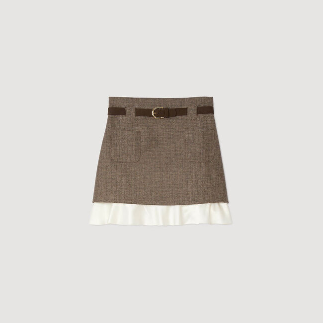Mini skirt with frill and belt