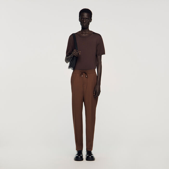 Elasticated straight-leg trousers