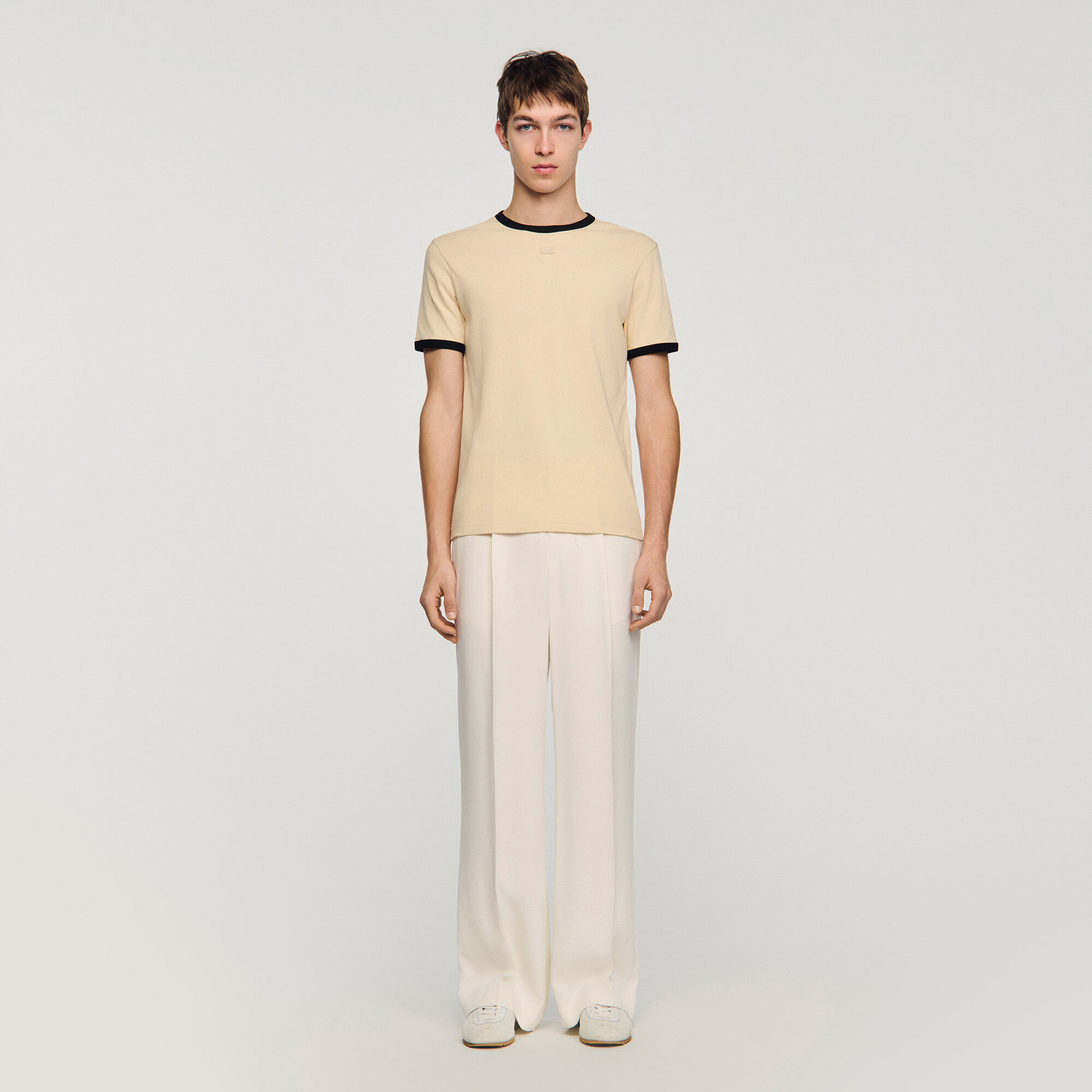 Two-tone patch T-shirt