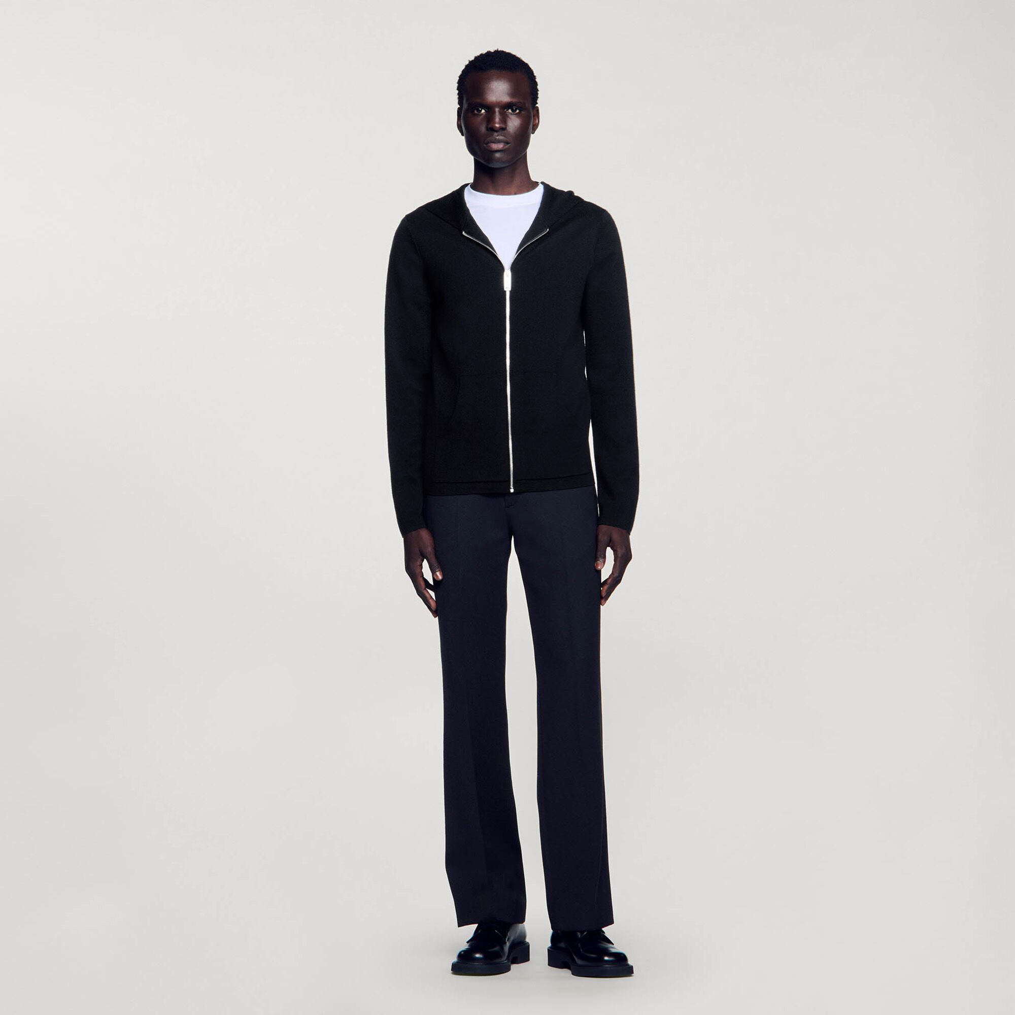 Zipped cardigan with hood