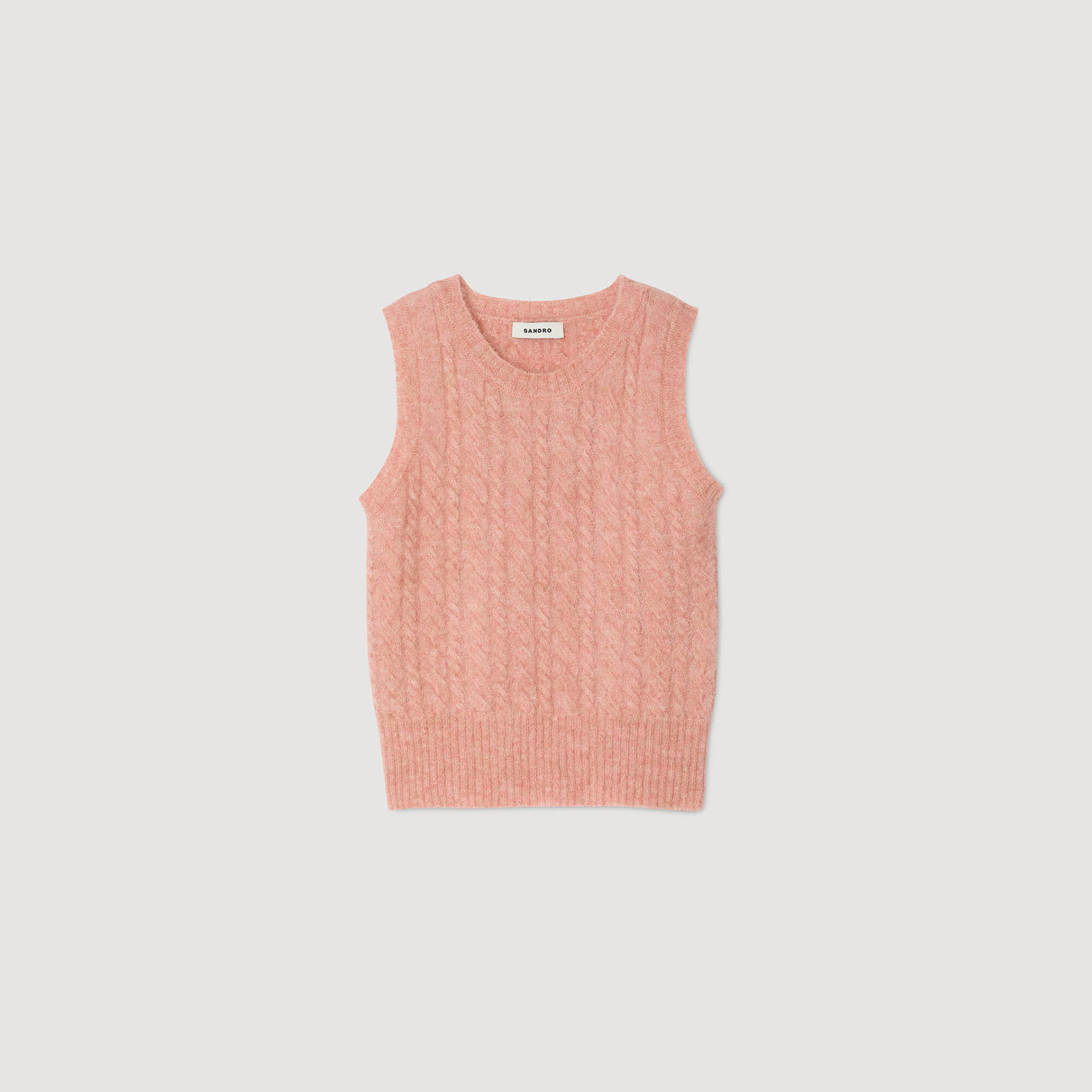 Sleeveless cable knit sweater