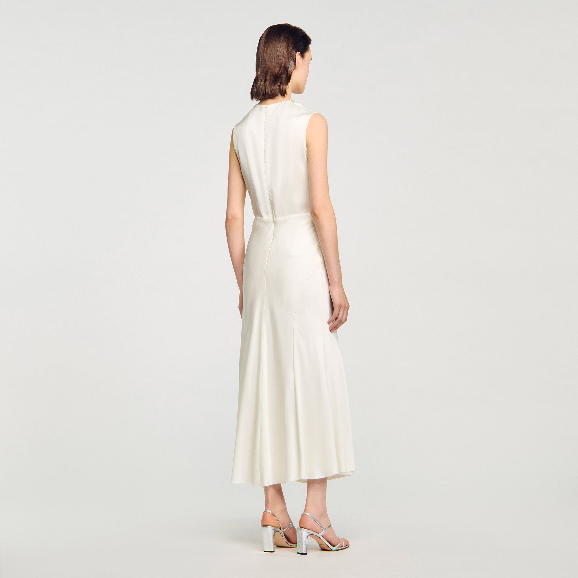 Satin maxi dress with rhinestones Satin maxi dress with rhinestones