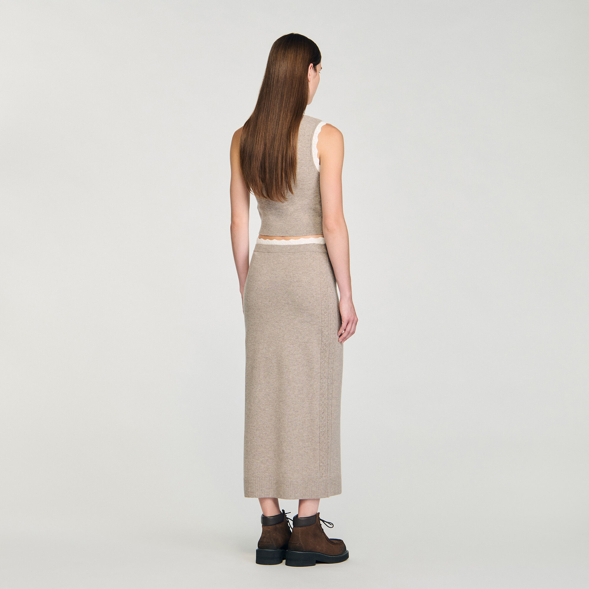 Long two-tone knit skirt Long two-tone knit skirt