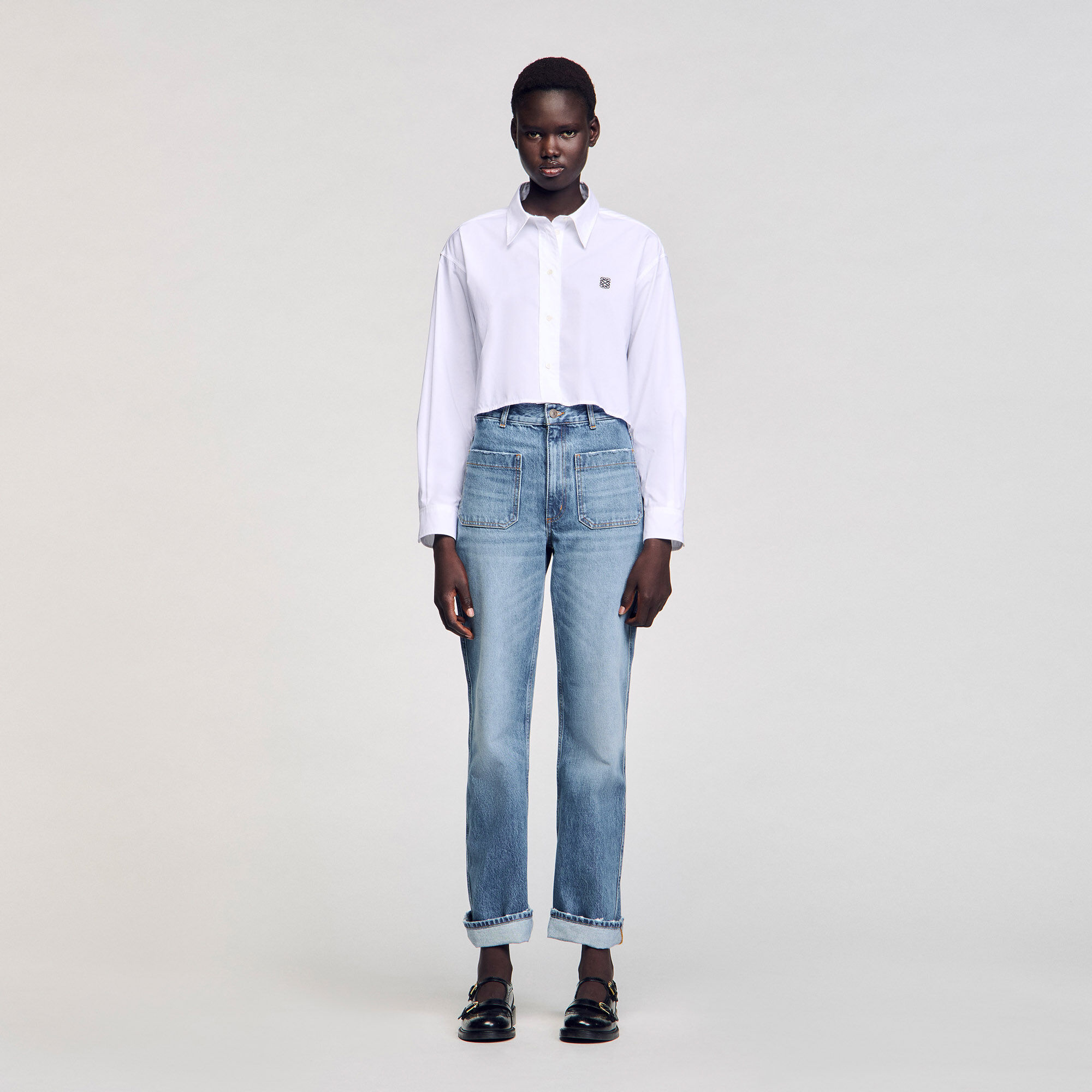 Cropped poplin shirt