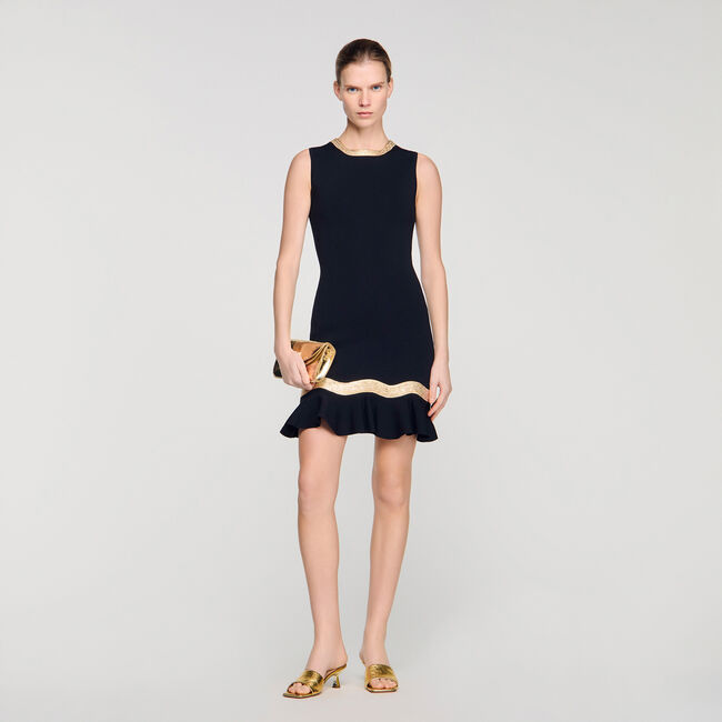 Metal chain knit short dress