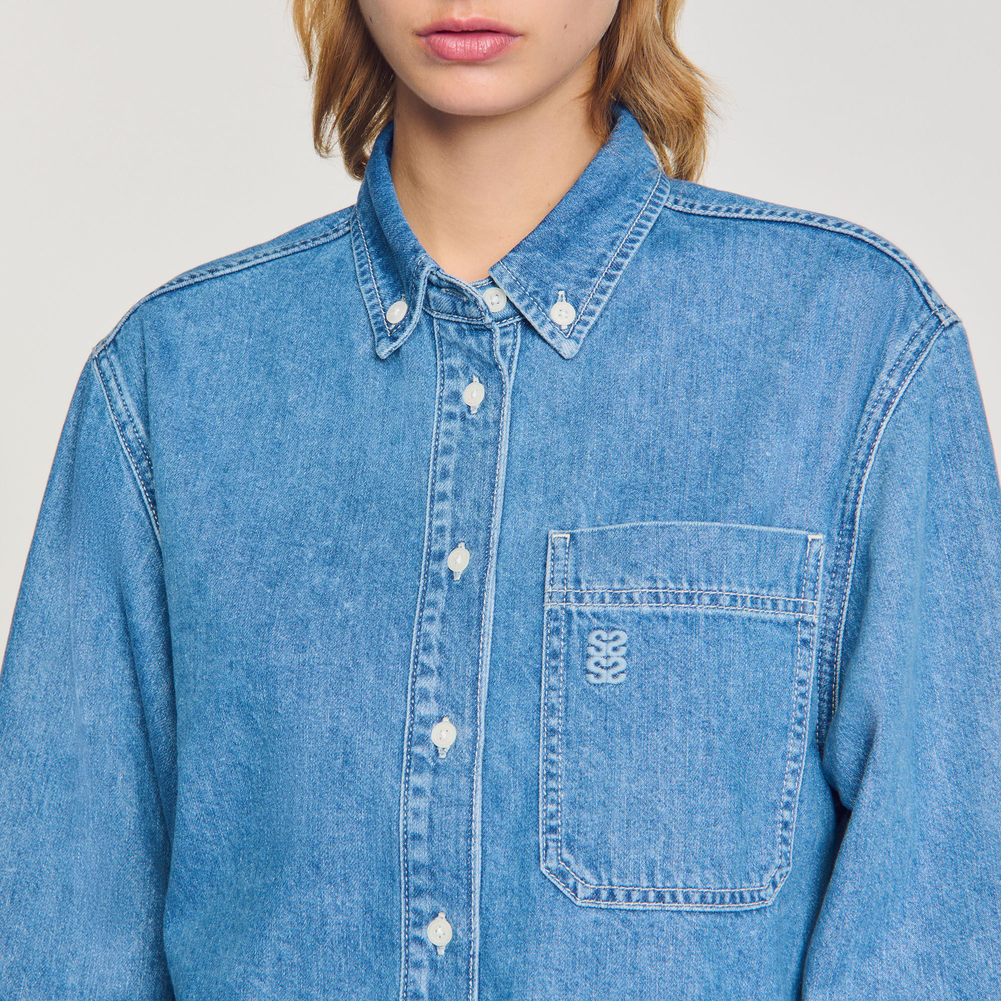 Denim cropped shirt