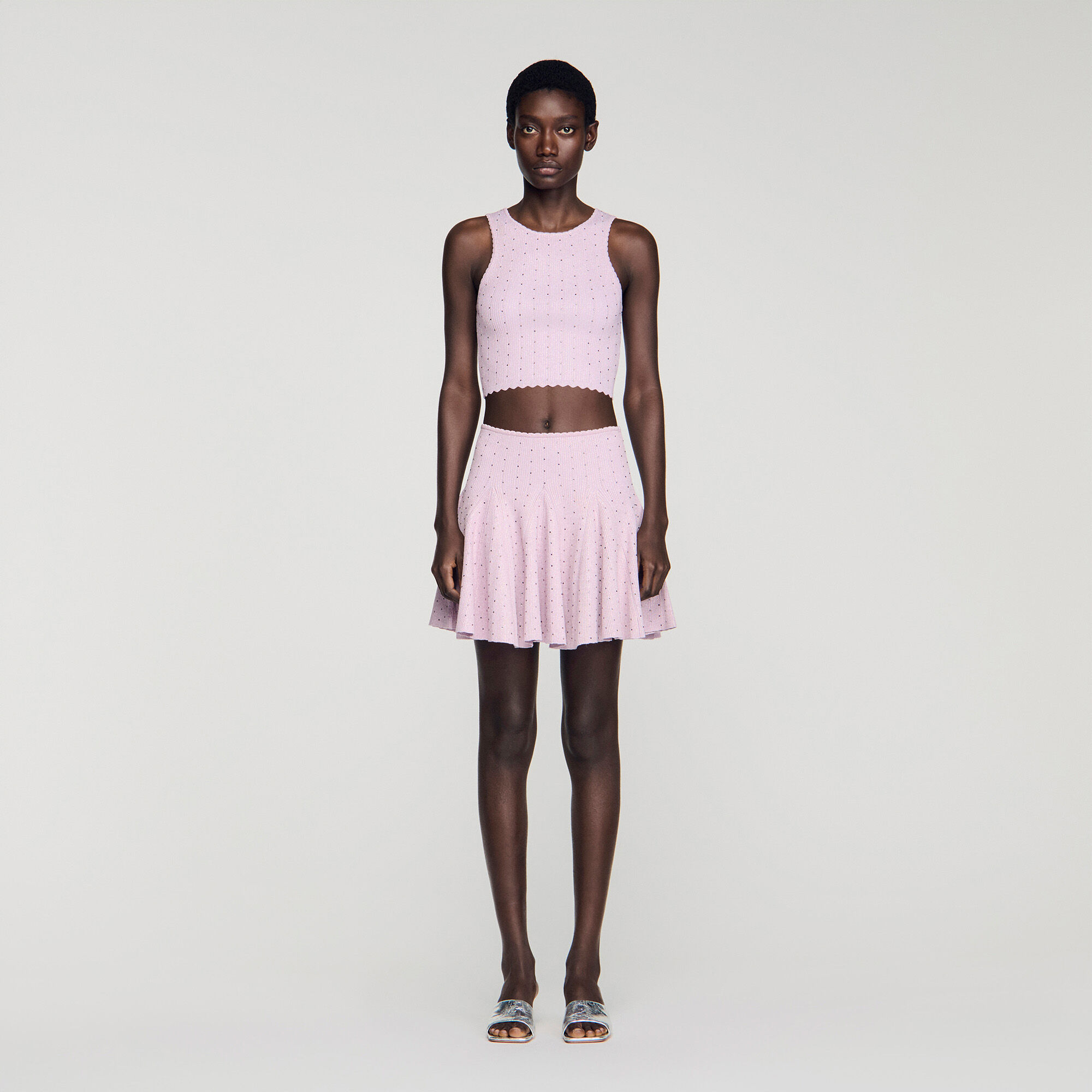 Rhinestone knit crop jumper