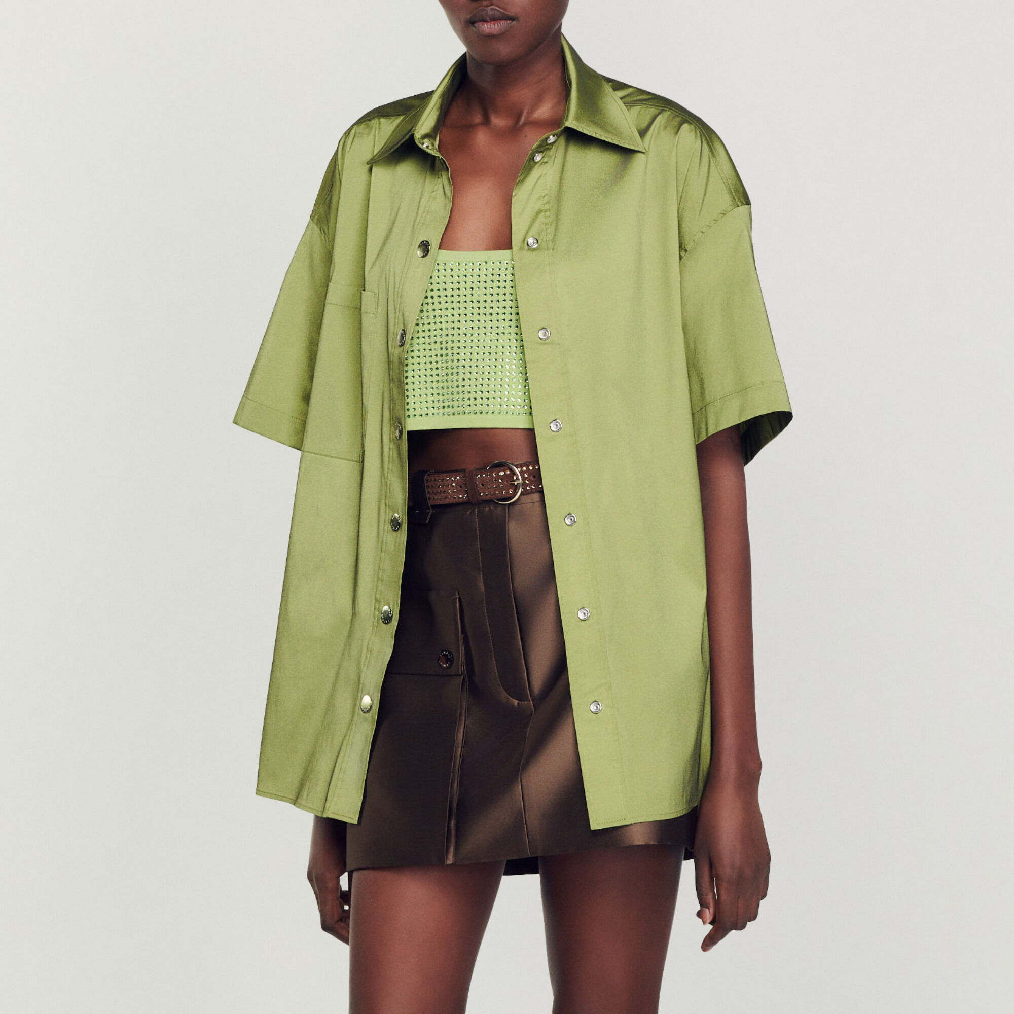 Oversize satin shirt