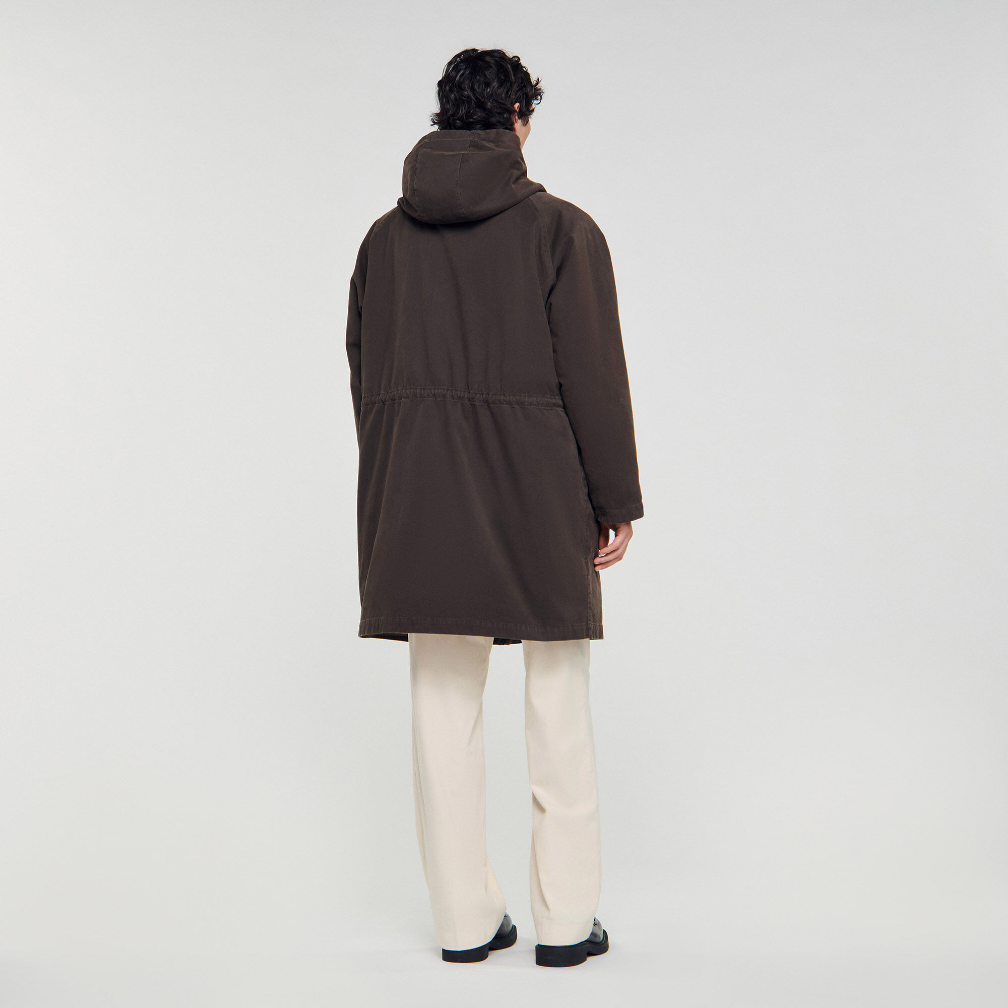 Oversized cotton and wool parka