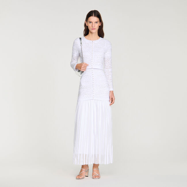 Cropped pearled cardigan