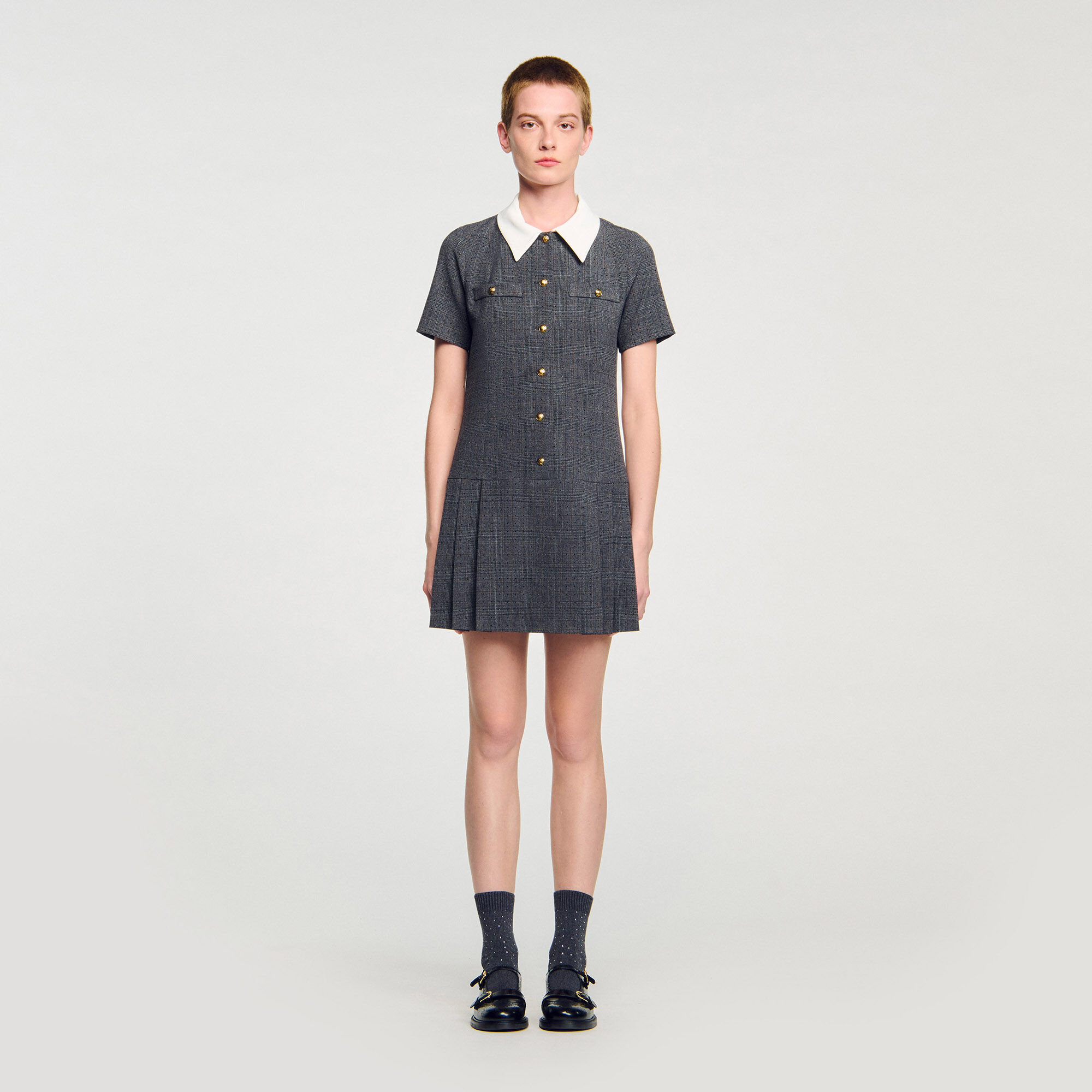 Short pleated dress with rhinestones