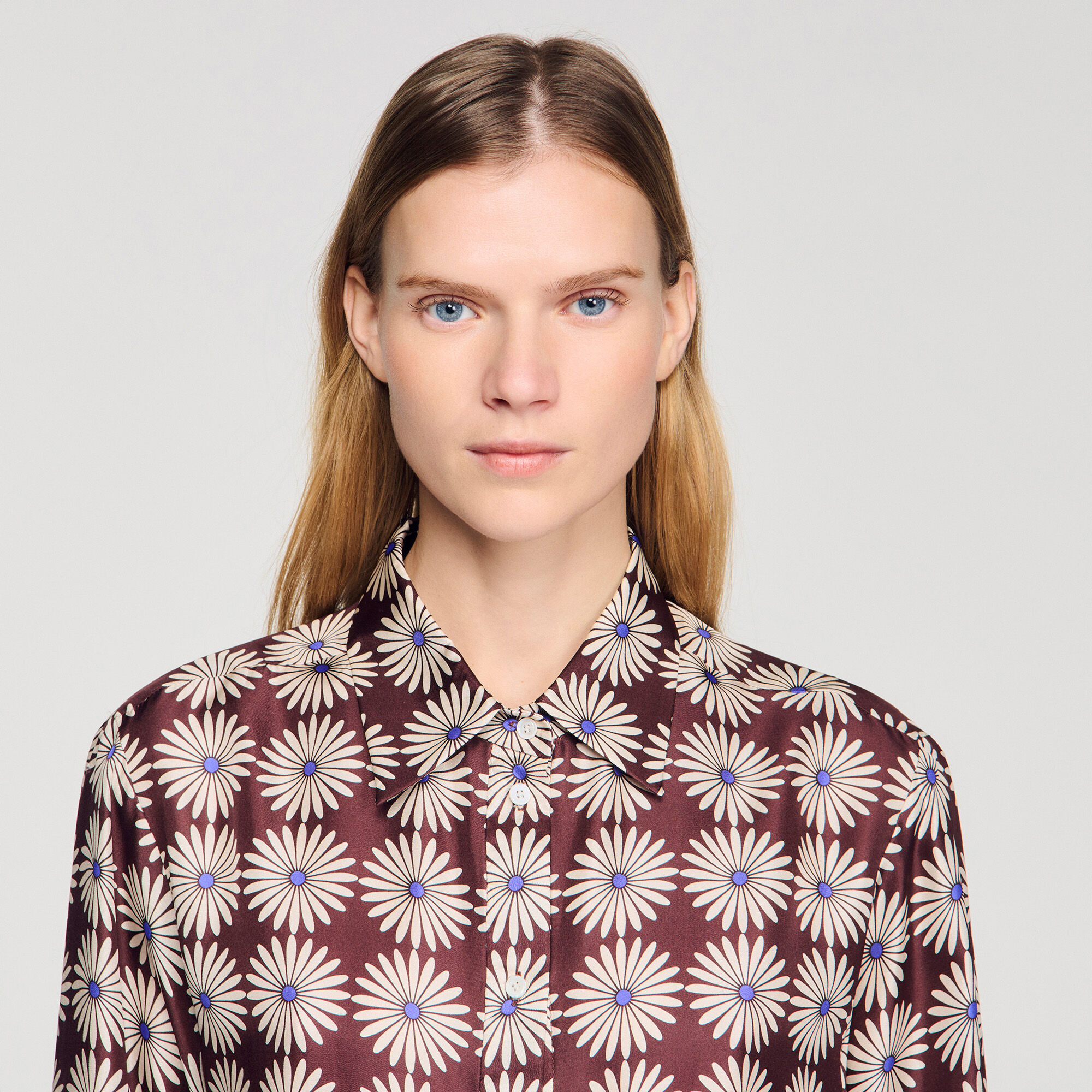 Floral print silk shirt
