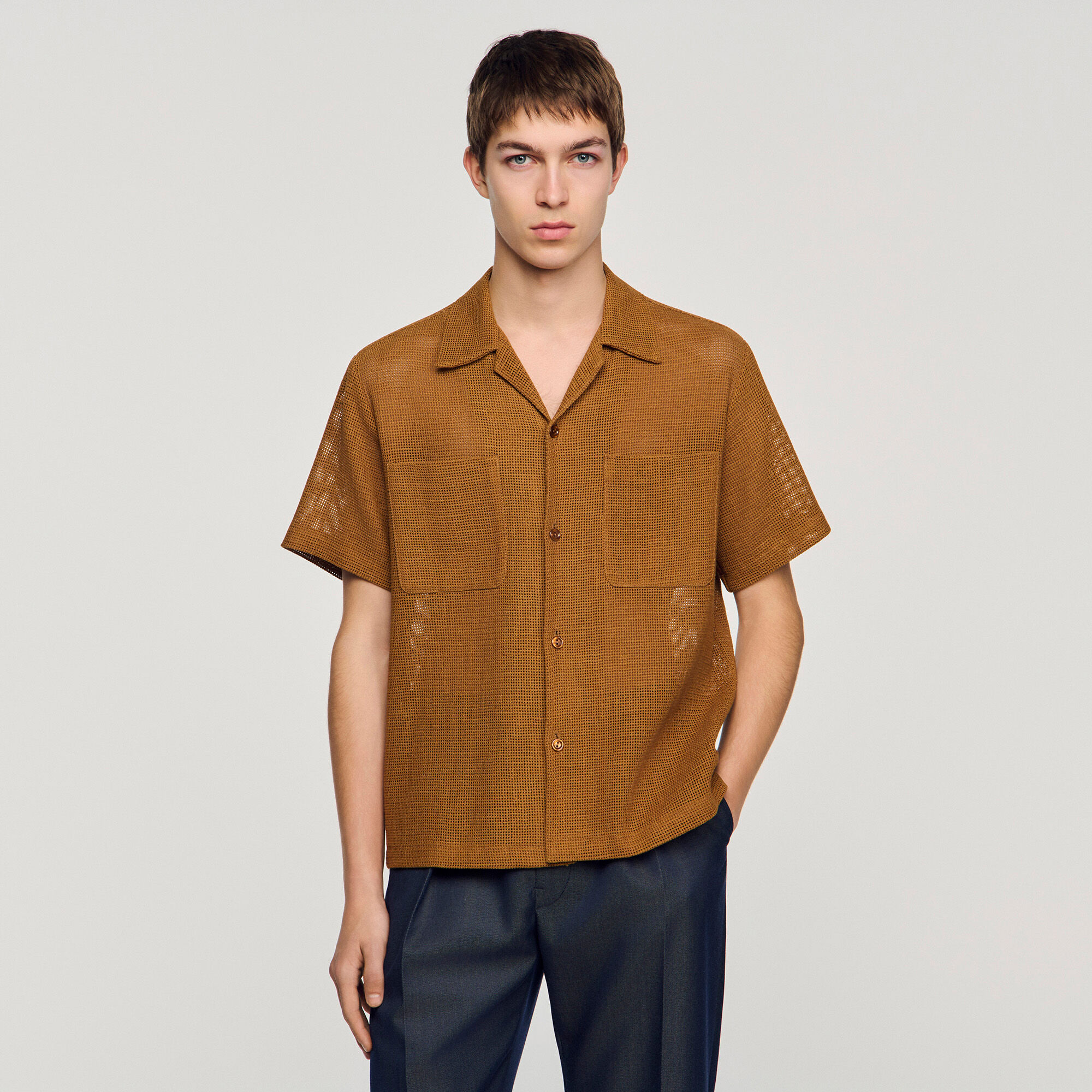 Openwork mesh shirt