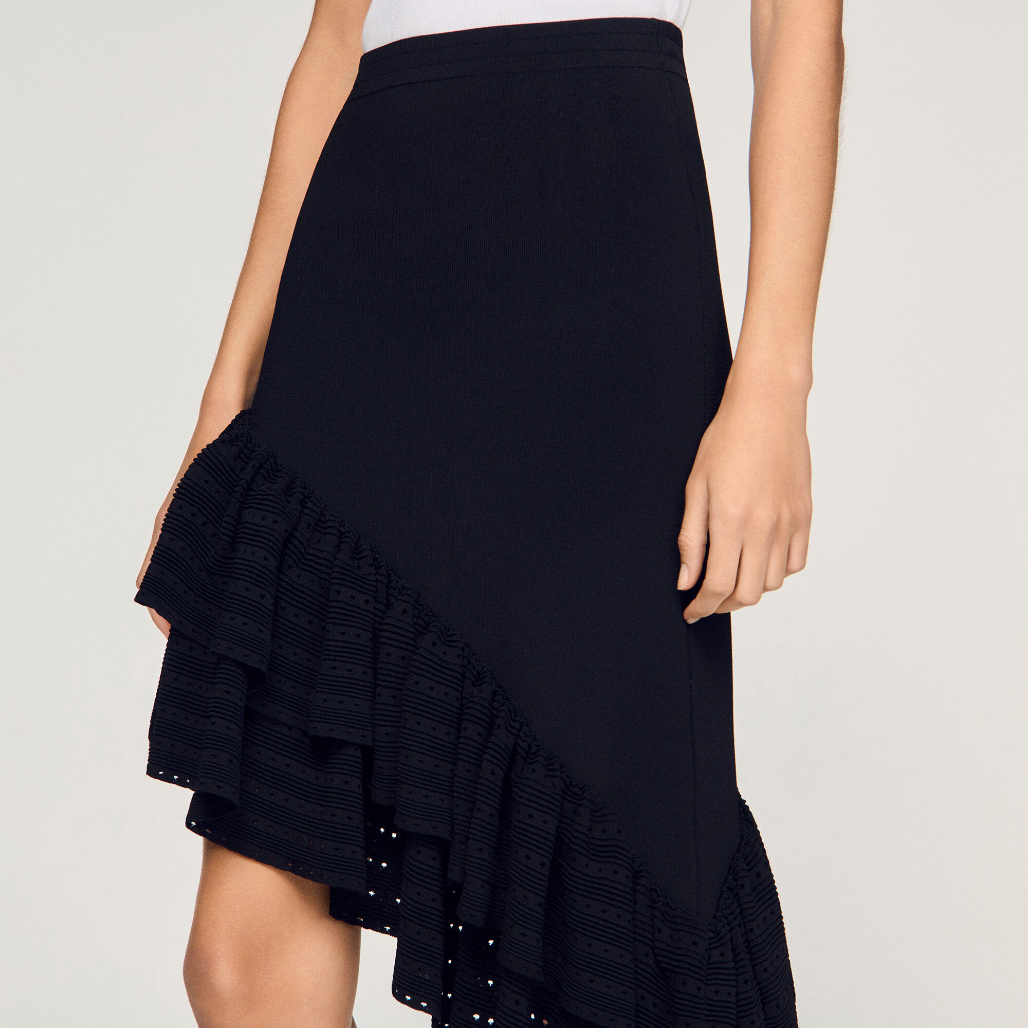 Asymmetrical knit skirt